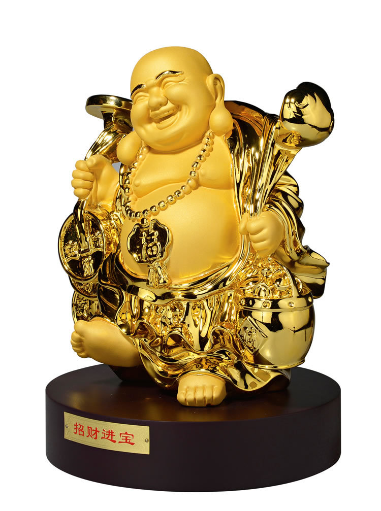 厂家供应 绒纱金弥勒佛摆件 家居风水摆设 创意工艺品