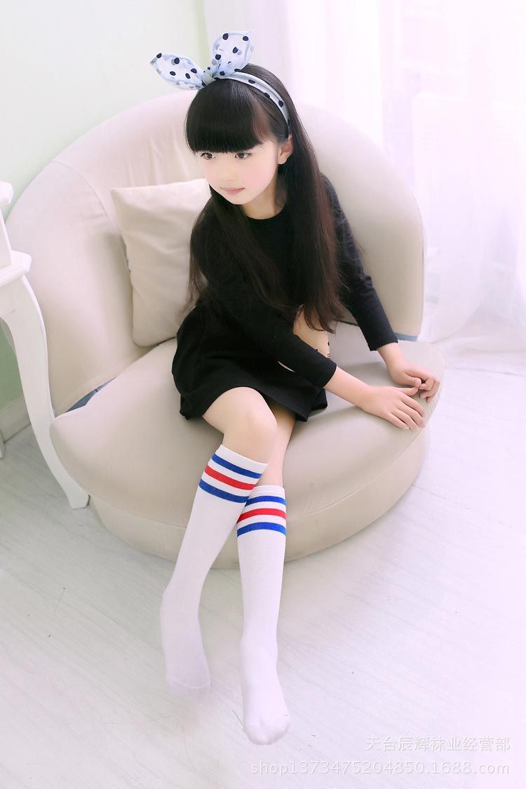 儿童高筒袜 男女童过膝纯棉袜校园风学生袜中筒长筒袜演出运动袜