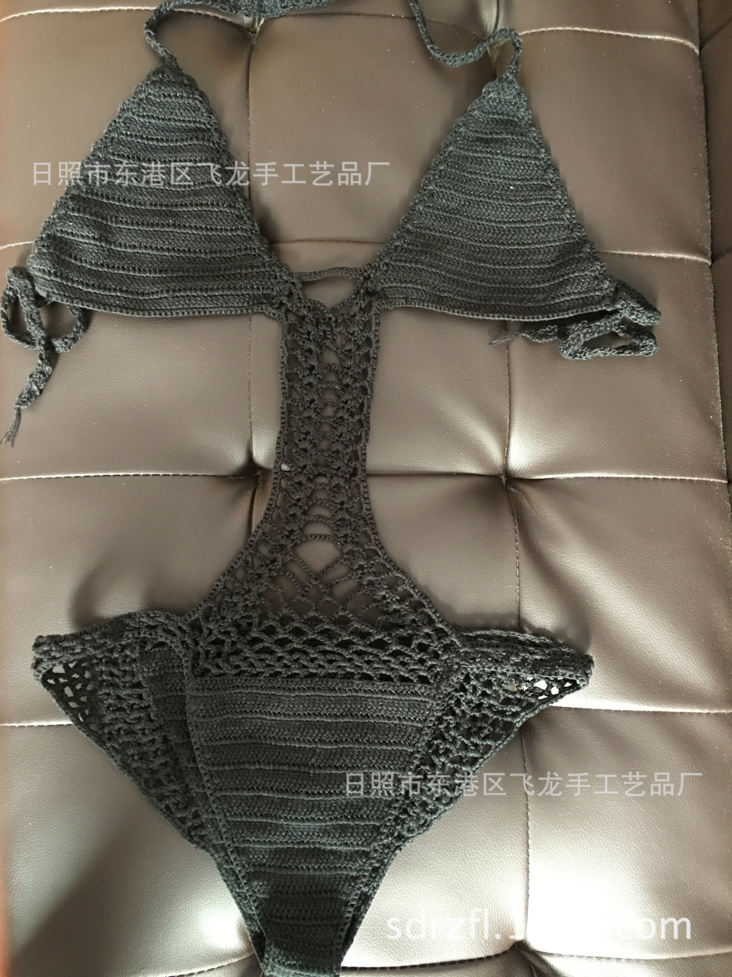 纯手工钩编针织泳装性感连体游泳衣女沙滩比基尼