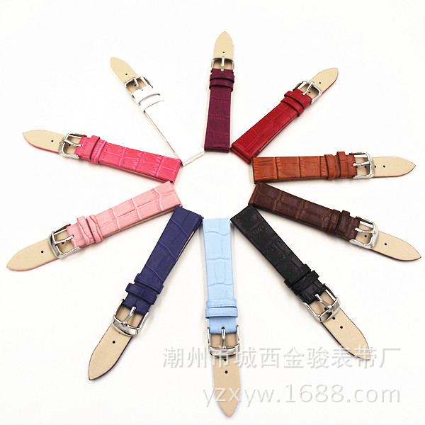 Leather Strap Ultra-Thin Calf Leather Bamboo Crocodile Pattern Color Watch Strap for Men and Women Watch in Stock