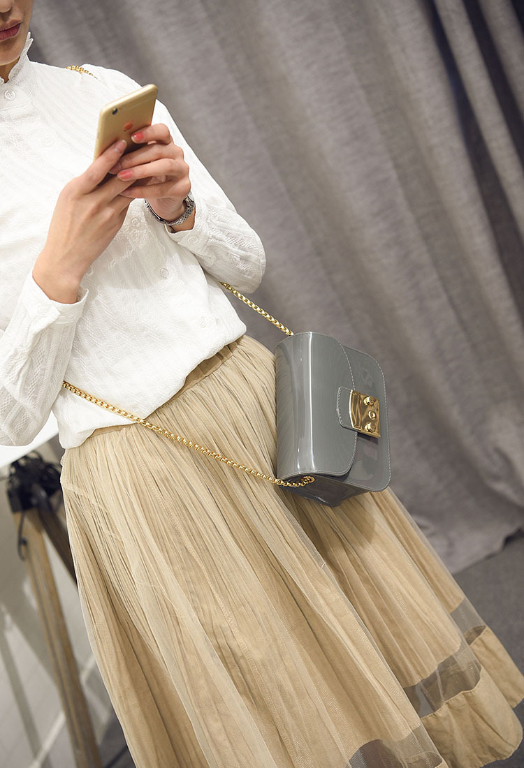 欢乐颂邱莹莹杨紫同款包果冻包韩版简约糖果色单肩斜挎包链条包包