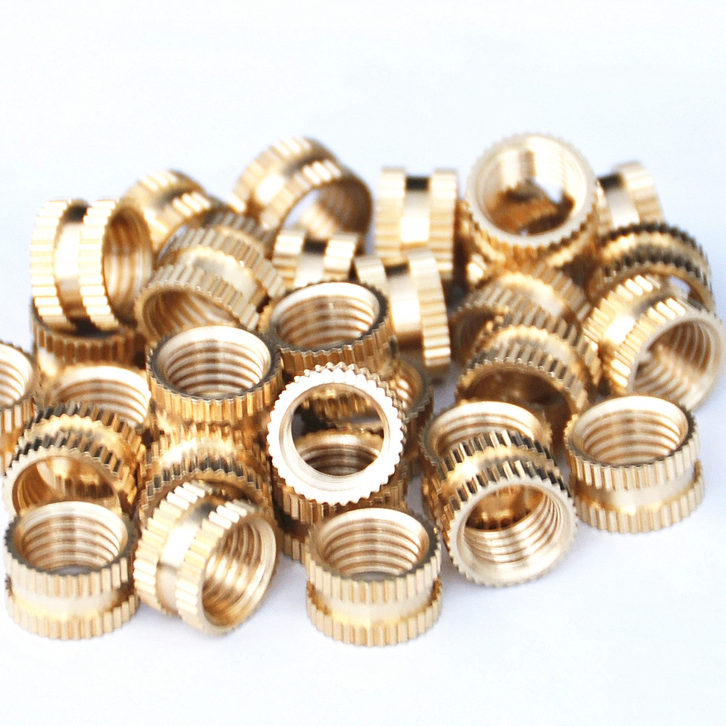 厂家直销直花切槽注塑埋置嵌件嵌装镶件m8*1.0*10*6细牙圆铜螺母