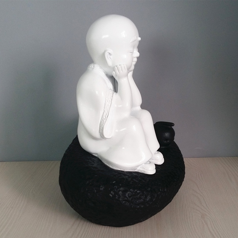 树脂工艺品摆件 一修小和尚思考者摆件 书房客厅家居饰品