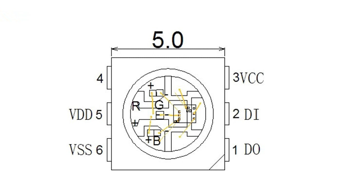 内置ic -ws2811-5050rgb灯珠 ws2812b ws2813 6脚内置灯珠