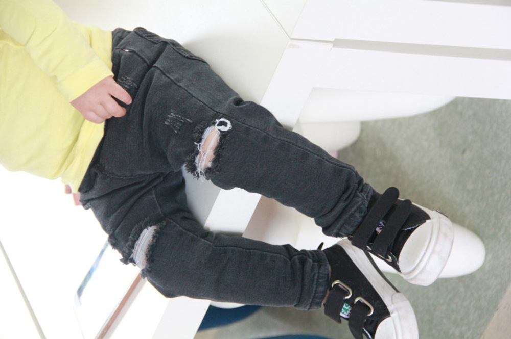 儿童小脚裤宝宝破洞牛仔裤 童装春秋装女童