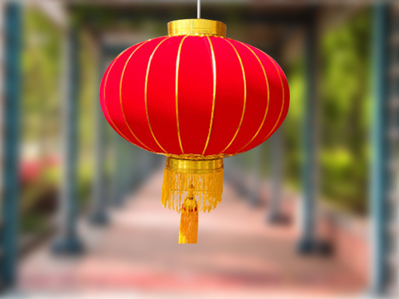 春节创意品工艺礼品大红植绒布灯笼厂家批发 圆形喜庆广告灯笼