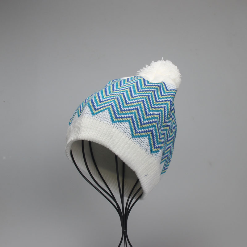 正品带球毛线帽滑雪帽针织帽保暖冬季成人女条纹高品质