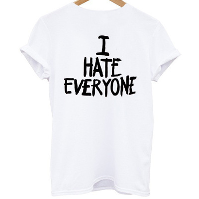 可定制i hate everyone 欧美潮流街头英文短袖t恤个性情侣速卖通