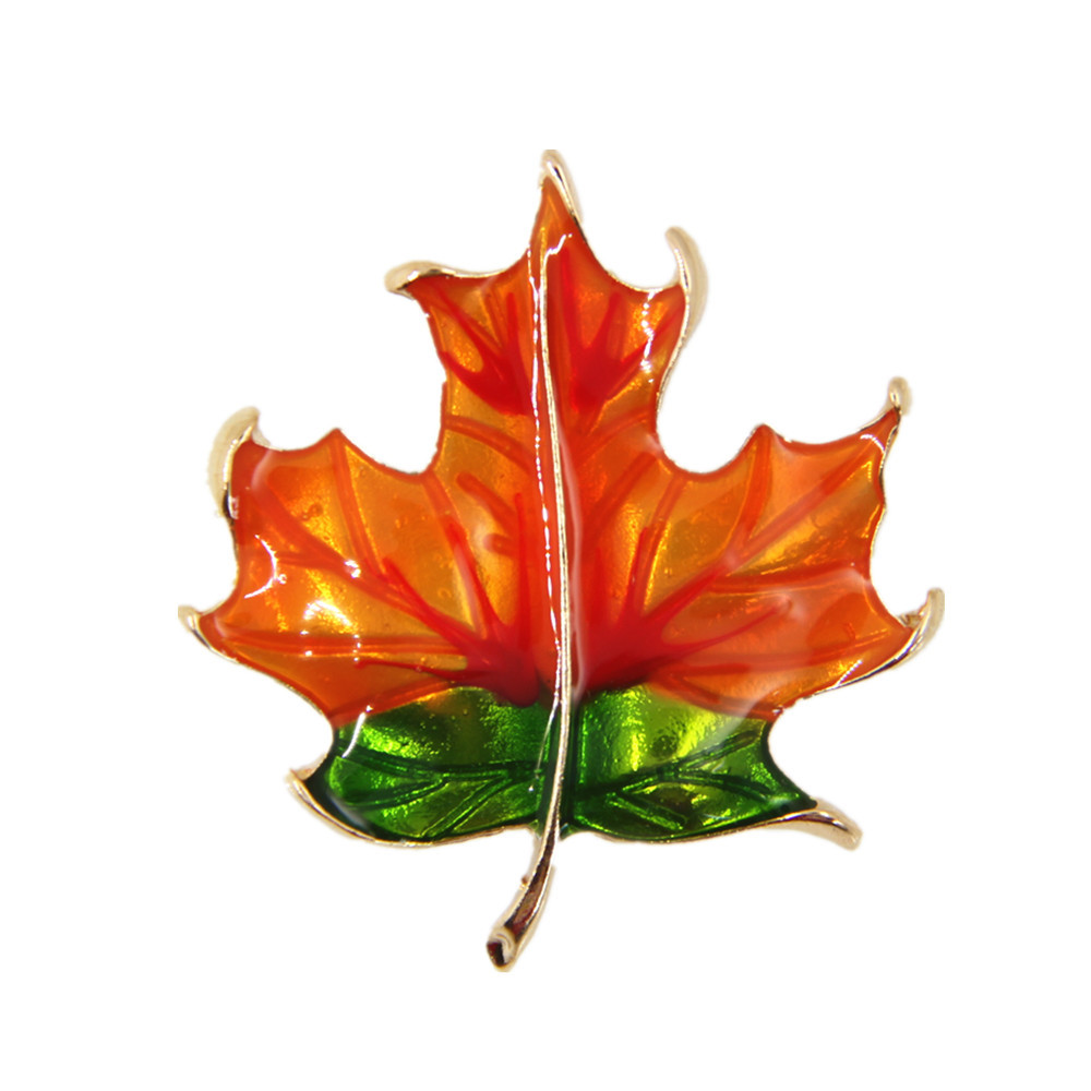 日韩版复古透明滴油枫叶简约树叶胸针衣领子 叶子胸针 单只 cy141