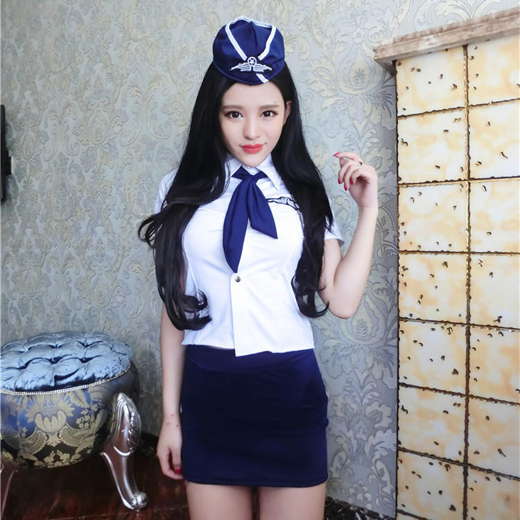 大码弹力空姐制服女式分体角色扮演职业女警性感情趣内衣诱惑套装