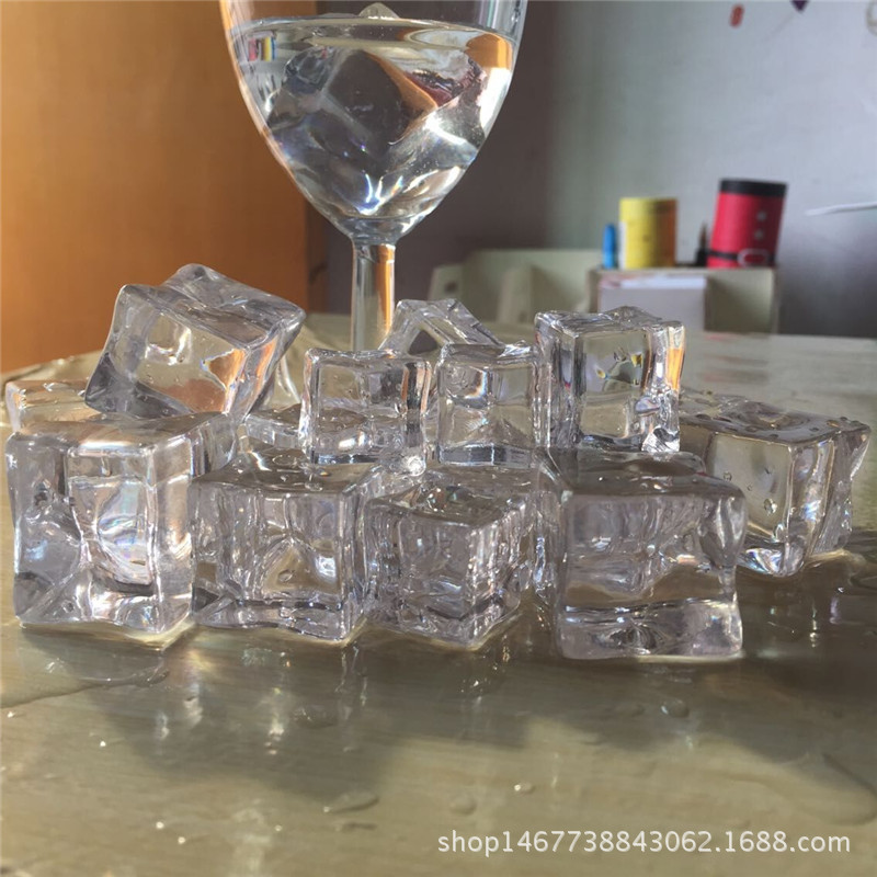 批拍摄道具假冰块亚克力仿真冰块透明正方形冰块塑料冰粒水晶石头