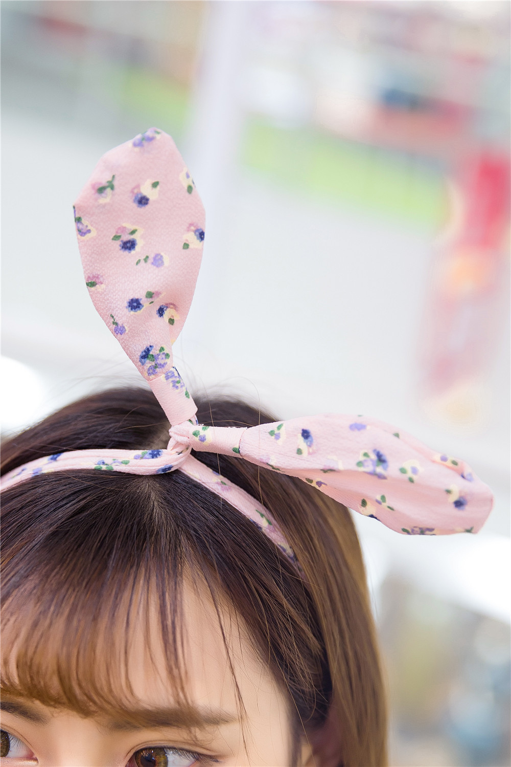 韩国甜美可爱交叉兔耳朵碎花发带韩式铁丝蝴