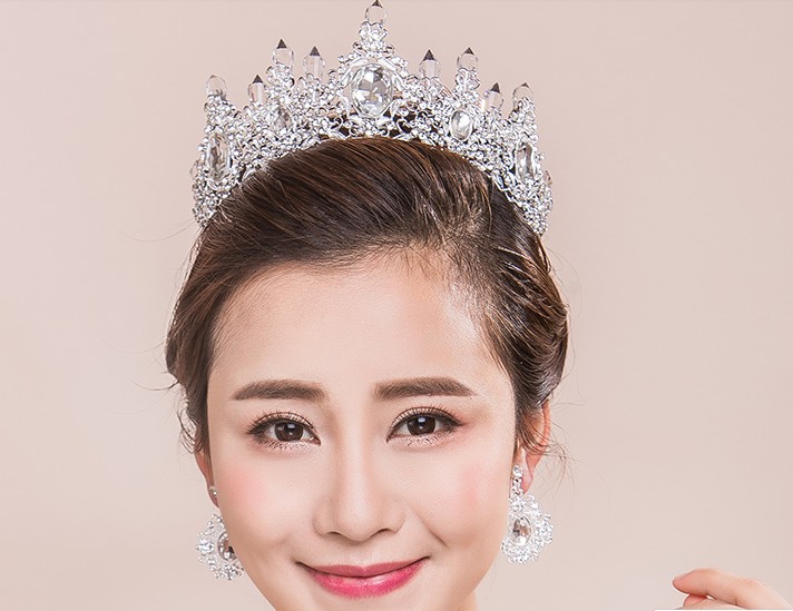 新款韩式合金大皇冠新娘水晶头饰 演出服饰水钻发箍发饰高亮皇冠