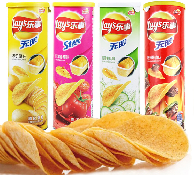 乐事薯片原味番茄104g桶装薯片批发零食大礼包膨化食品
