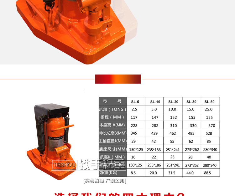 爪式液压千斤手动液压千斤顶 爪式千斤顶50t 铁手起重起道机