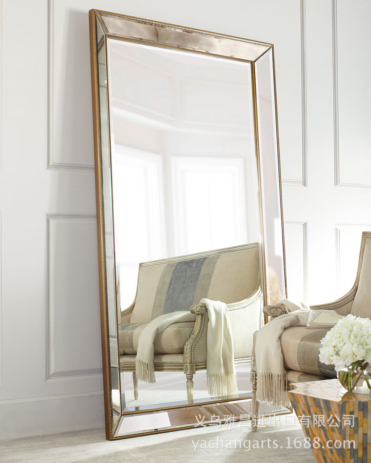 欧式法式复古实木穿衣镜全身镜落地镜化妆镜ktv装饰镜酒店会所