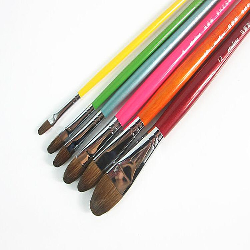 厂家直销马蒂斯六色炫彩狼毫水粉笔丙烯画专用 彩色套装油画笔