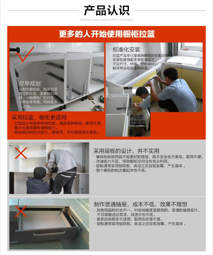 厨房橱柜拉篮 开门式地柜连动多功能收纳置物架调味篮全开小怪物