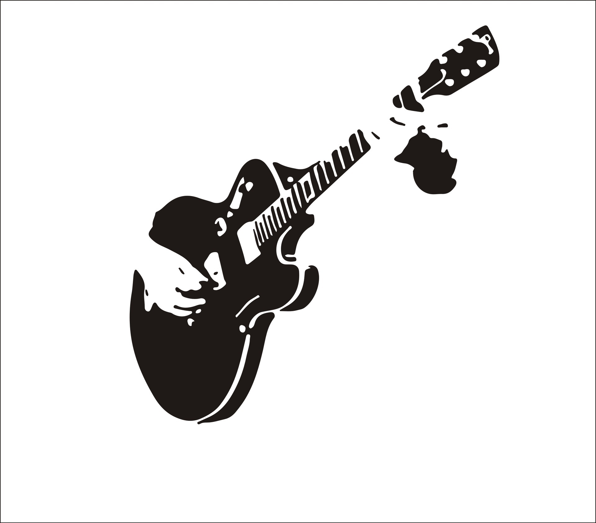 吉他一代精雕可移除个性墙贴客厅卧室沙发背景墙mu贴纸创意壁画