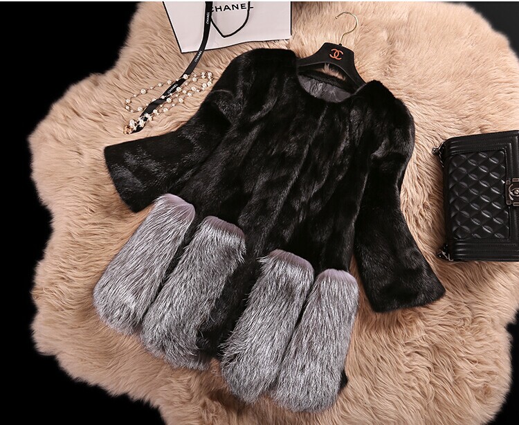 新款仿水貂皮草外套女韩版圆领海宁狐狸毛貂皮大衣修身整貂裘皮