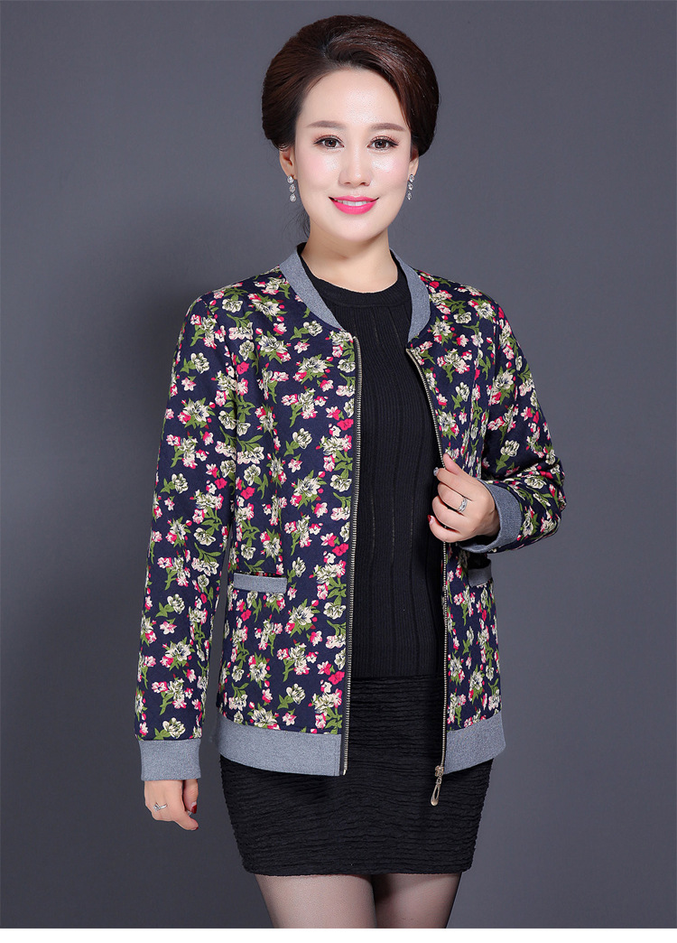 批发中老年女装春秋短款拉链休闲夹克衫中年