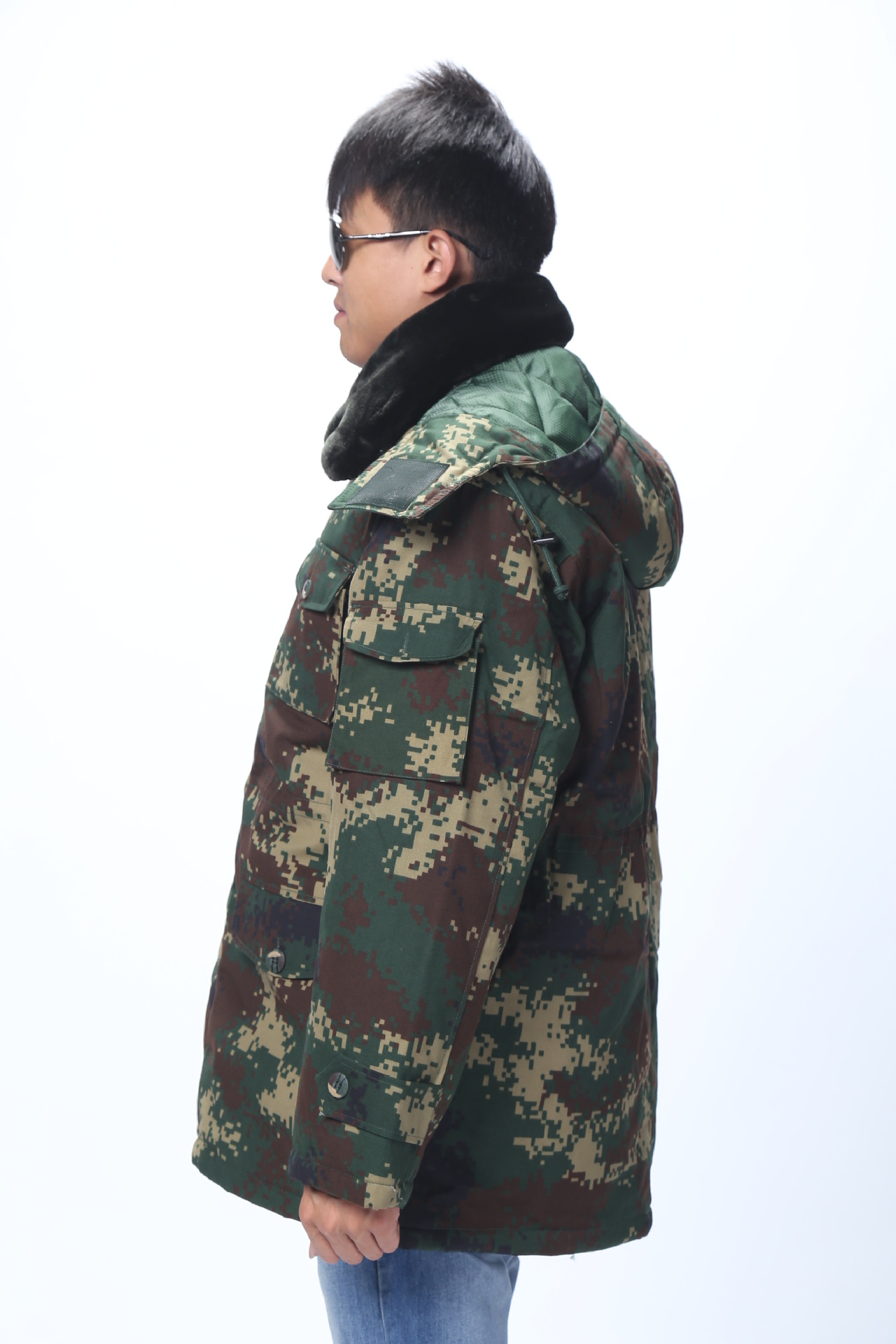 3503二炮迷彩军大衣正品二炮作训大衣火