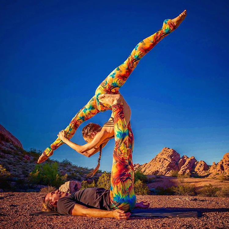 天堂鸟 瑜伽弹力印花长裤欧美爆款外贸跨境