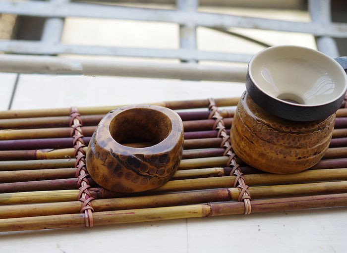 竹根雕茶漏托创意茶具配件功夫茶具配件