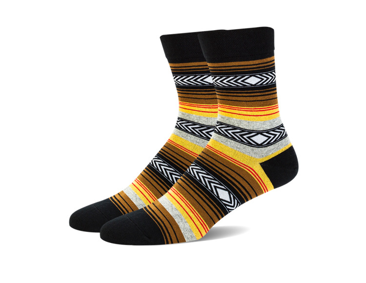 t-8077批发花袜子男纯棉冬季厚款民族风长筒复古男士长袜外贸新款