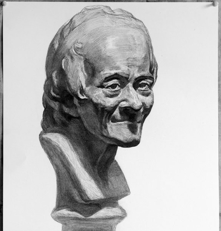 艺考石膏教具 美术静物 石膏像 伏尔泰 石膏头像 石膏几何体 52cm