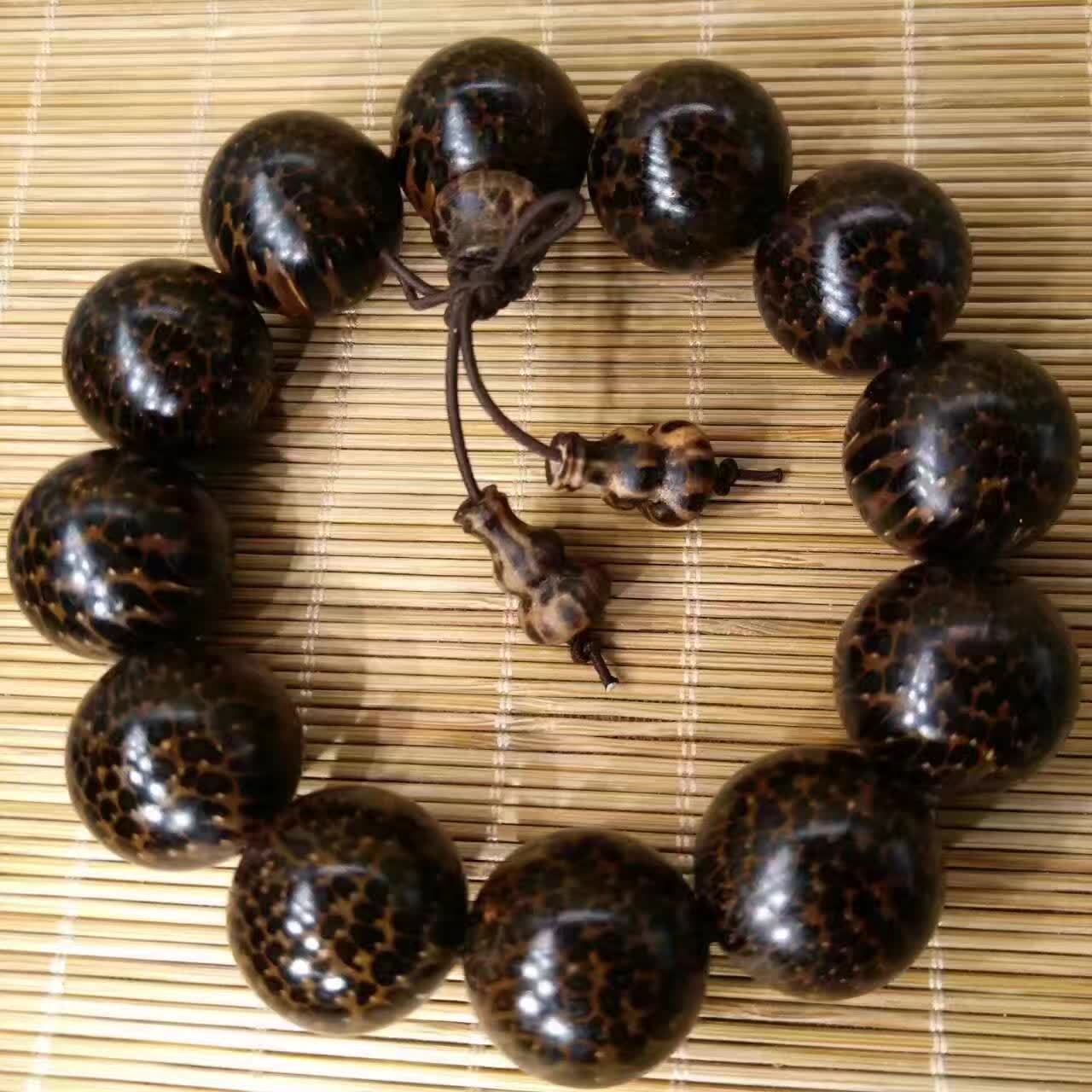 0手串佛珠360度满蛇纹木 高密度老料颗颗68