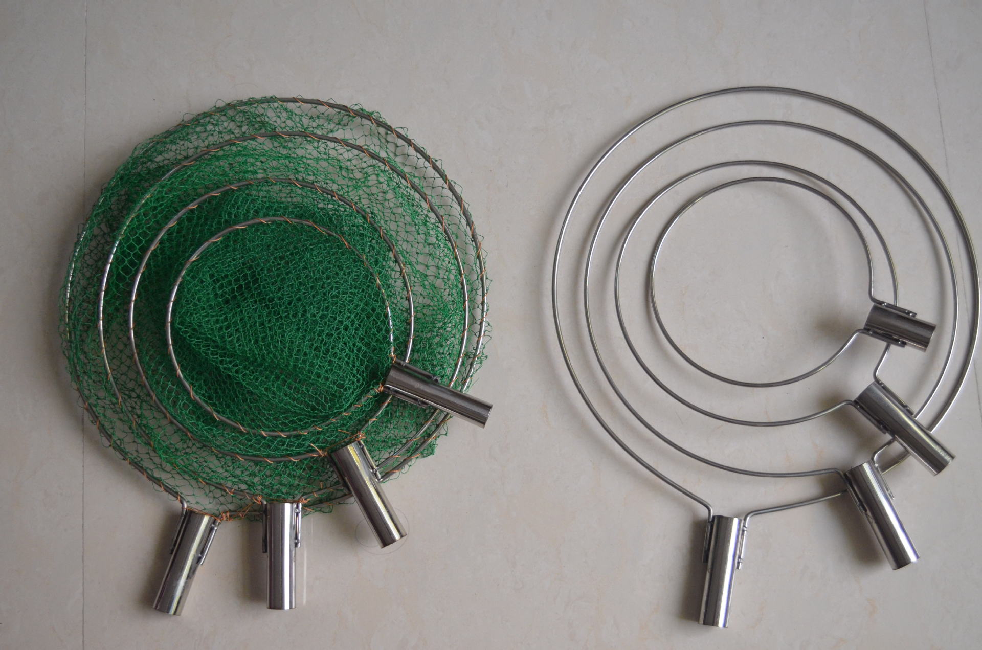 厂家直销不锈钢直径25cm实心捞网抄网手工编织牢固渔具批发