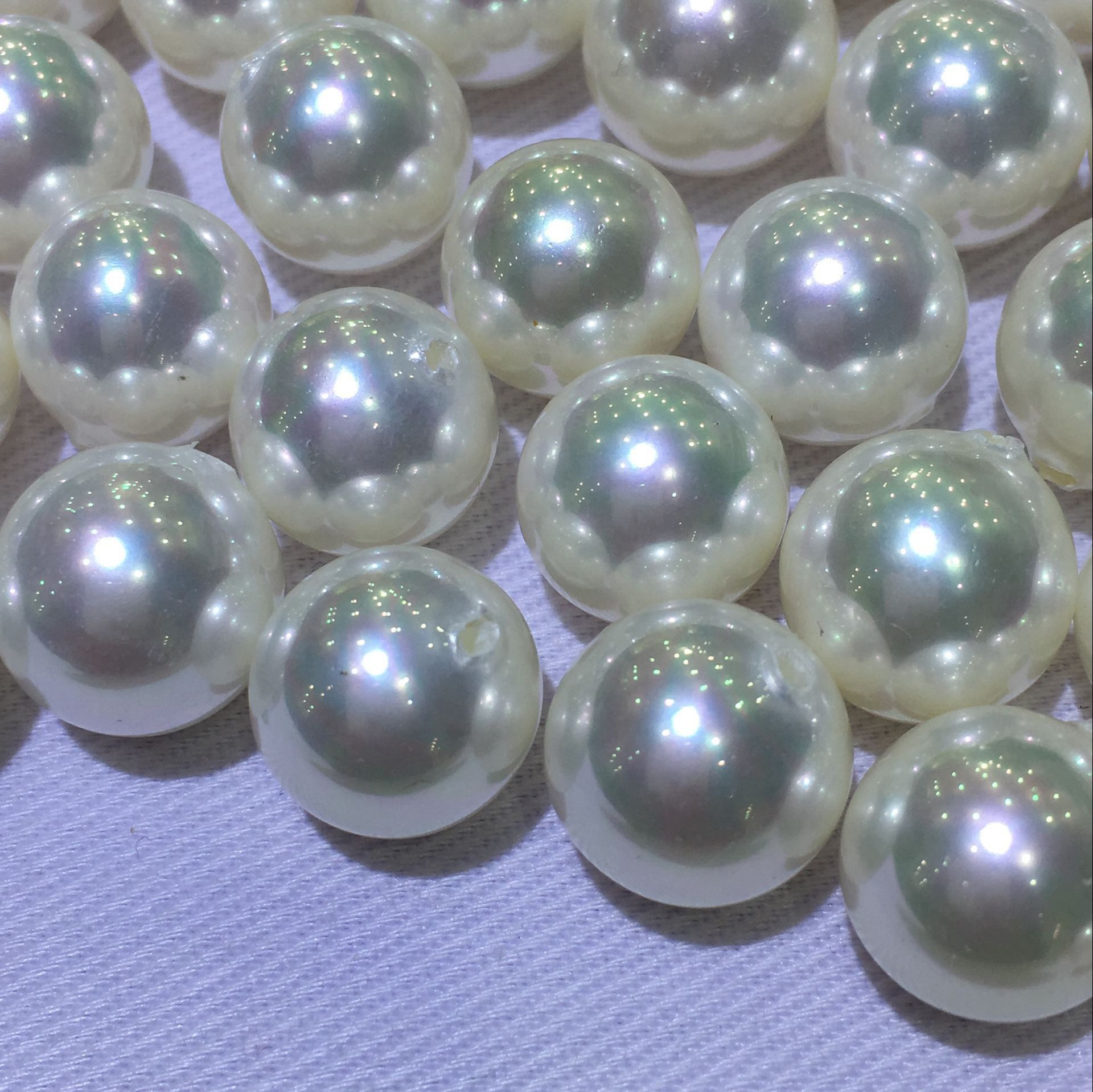 天然深海珍珠母贝半孔贝壳珍珠散珠正圆贝宝珠颗粒微瑕贝珠单孔