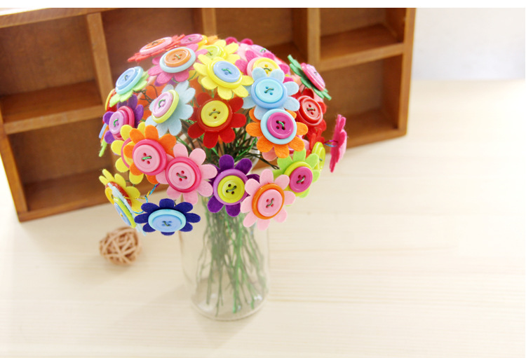 创意儿童diy不织布纽扣花束手工制作材料幼儿益智玩具教师节礼物