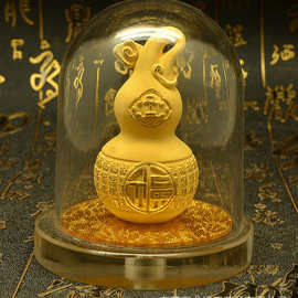 镀金葫芦绒沙金金葫芦平安福福禄双全金葫芦摆件黄金工艺品摆件