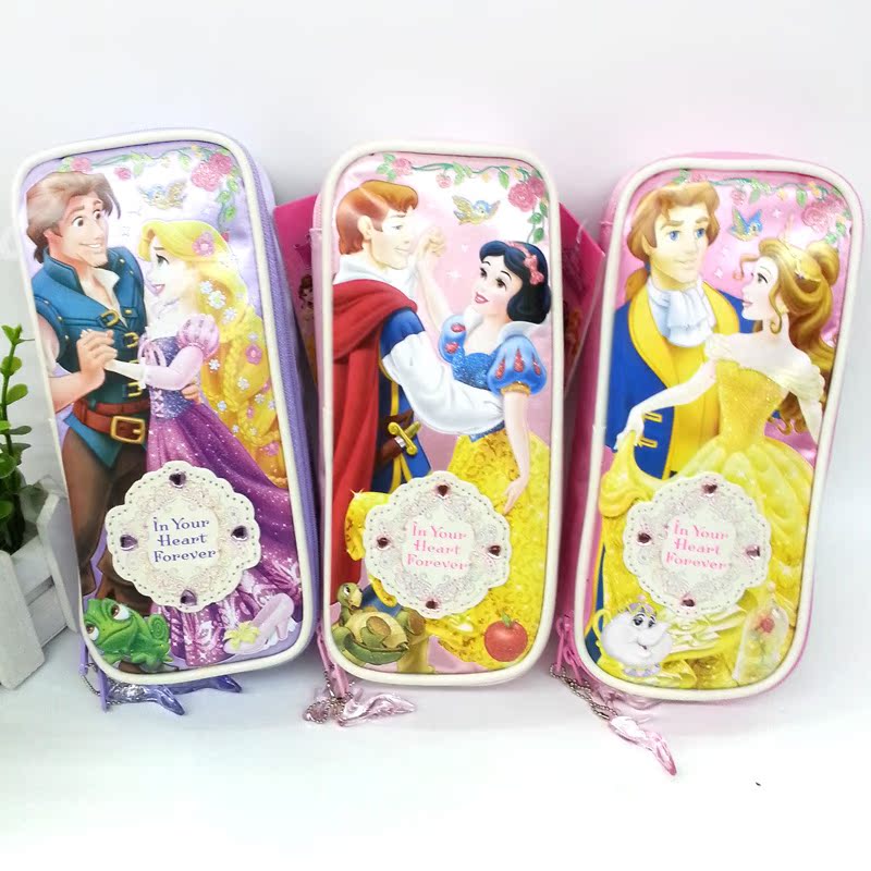 迪士尼白雪公主笔袋儿童卡通拉链文具盒小学生女童收纳袋正品批发