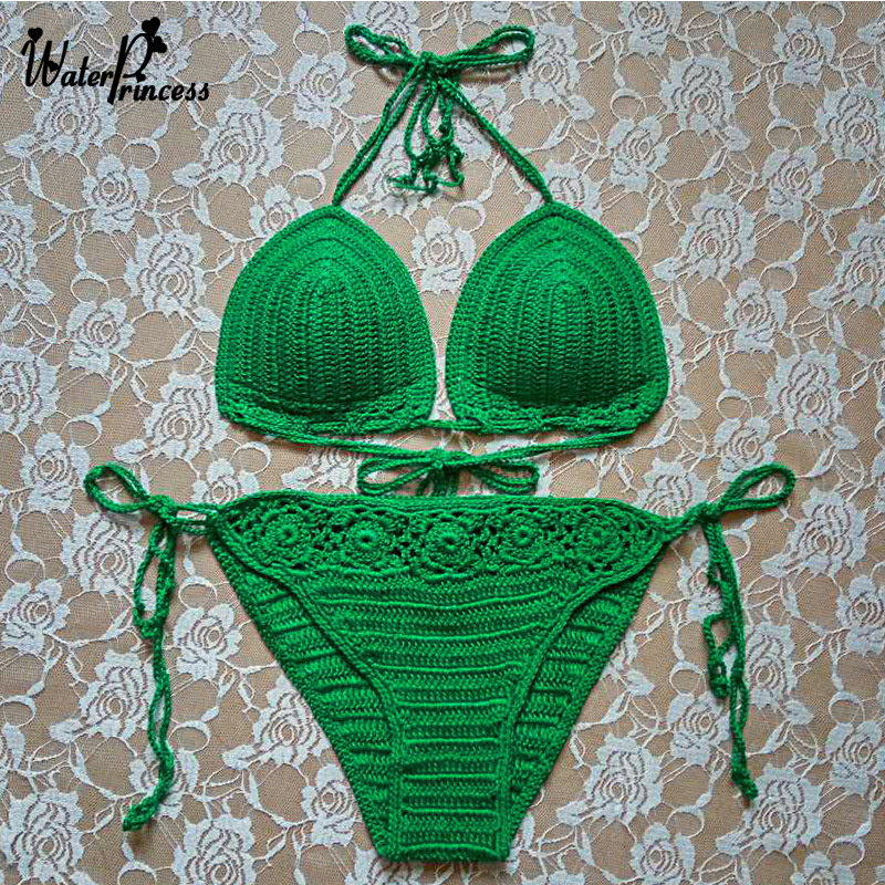 速卖通2016新款手工钩针镂空比基尼套装 沙滩泳衣批发女 - 纺织材料