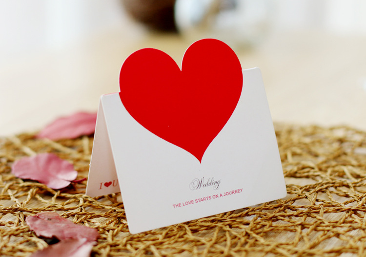 韩国diy创意节日祝福语爱心立体空白贺卡 婚礼心形卡片定制.