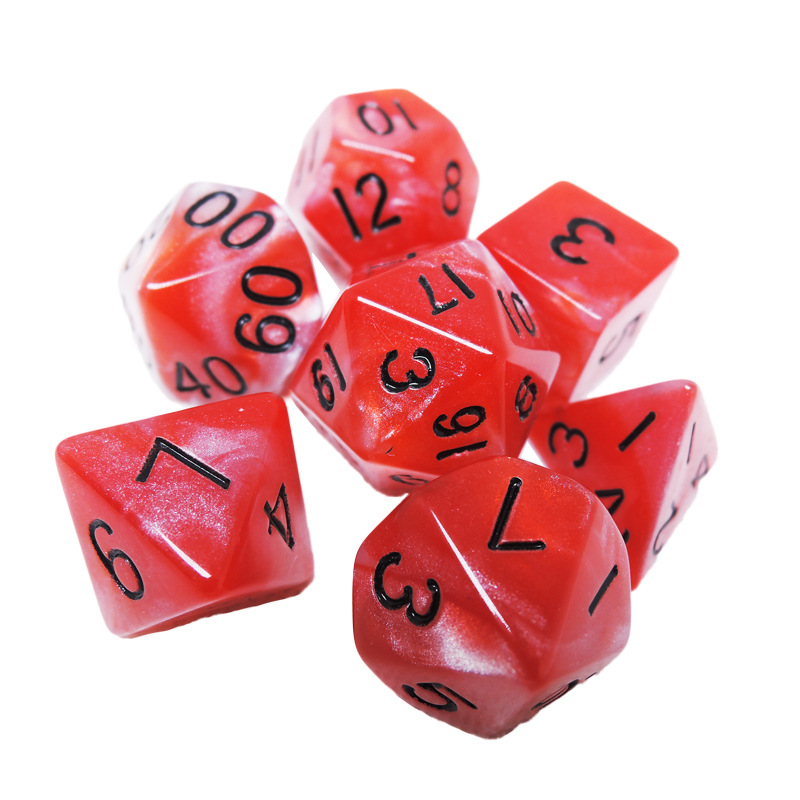 工厂供应多面数字骰子套装 克鲁桌游跑团色子 龙与地下城双色筛子