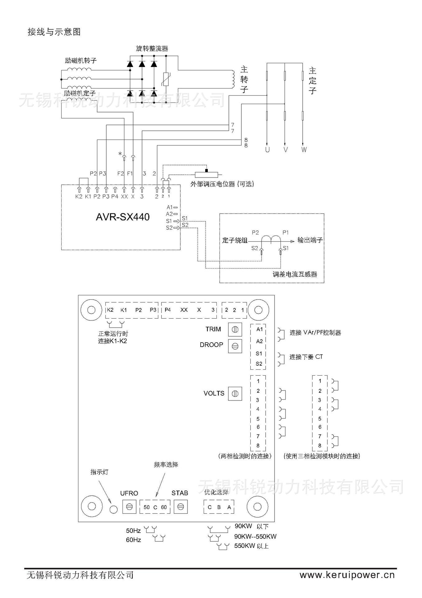 无锡科锐kerui发电机自动电压调节器avr sx440 调压板