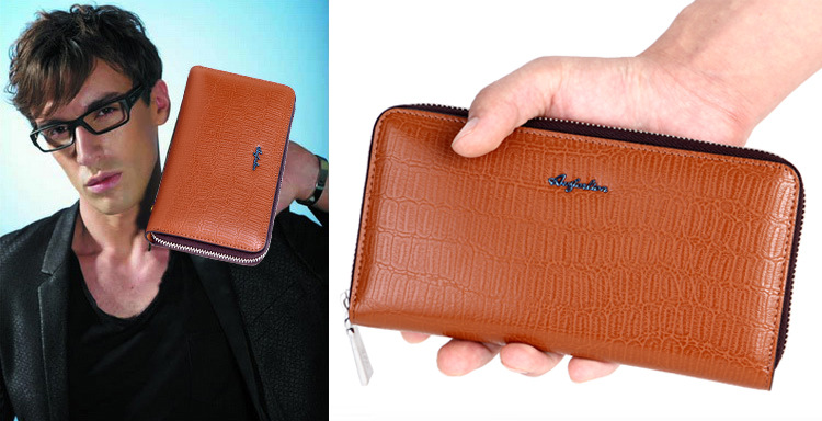 澳洲袋鼠皮具最新款真皮夹手拿长款拉链牛皮大钱包男分销件代发