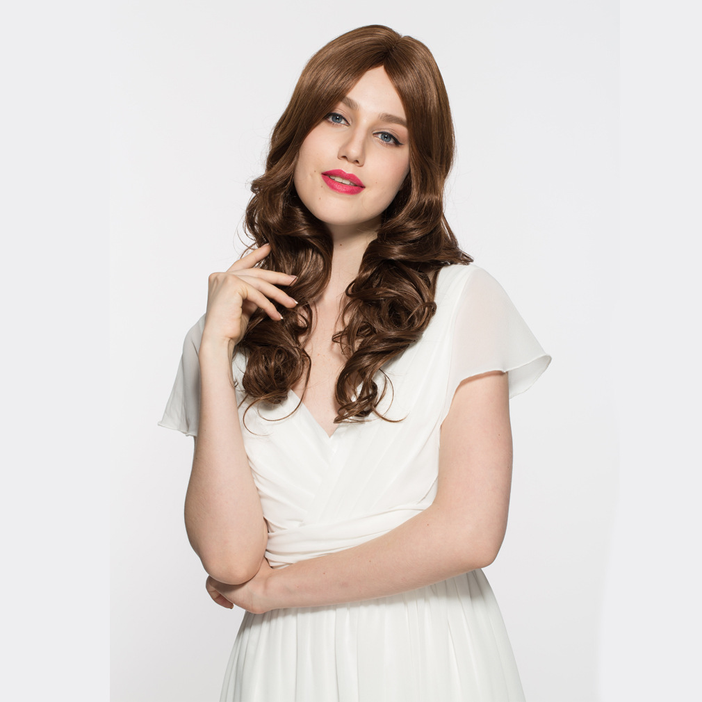 欧美外贸时尚中分长卷发化纤假发专卖店厂家批发速卖通热卖