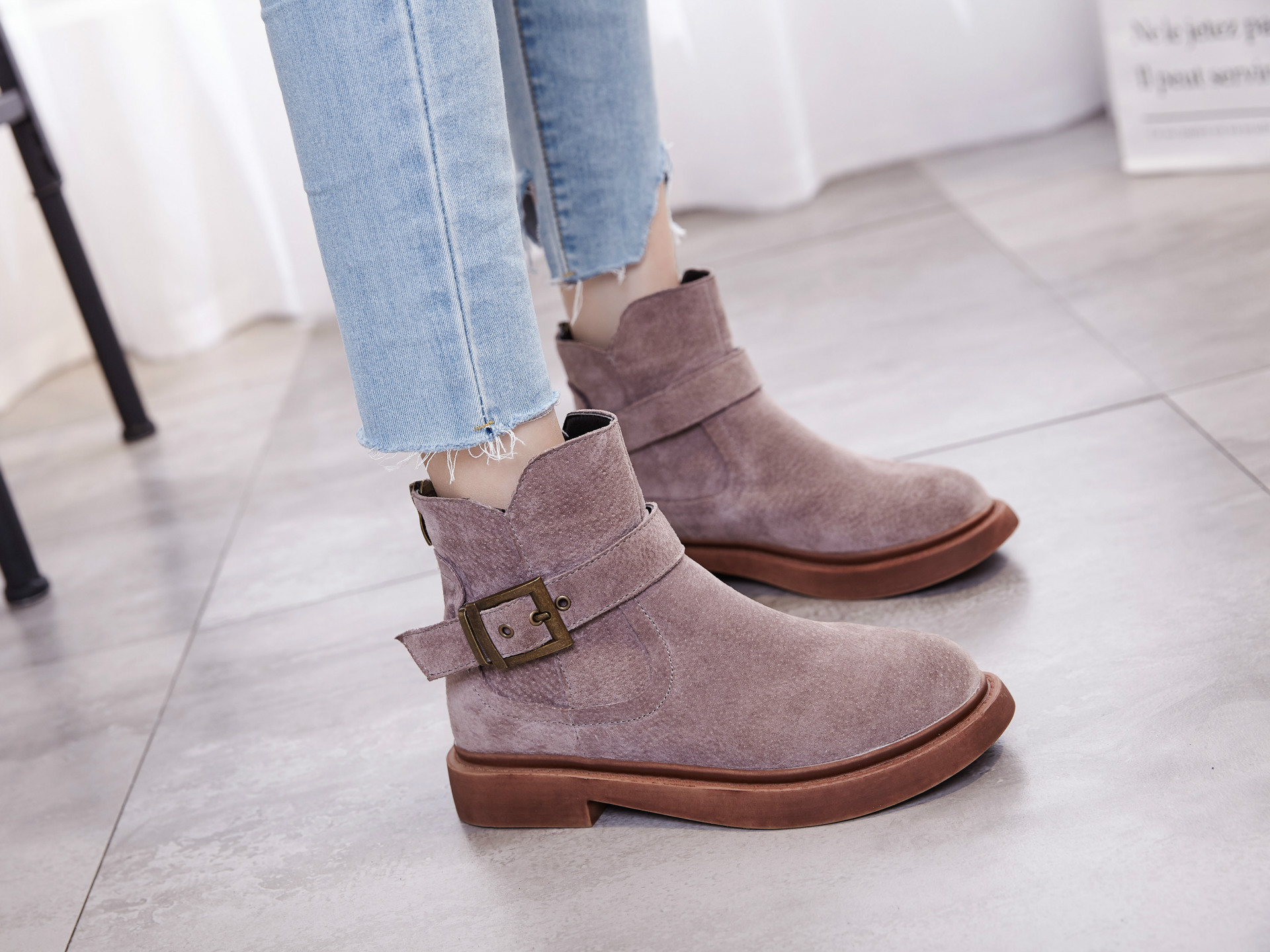 短靴女春秋季单靴2016新款女鞋女靴子平