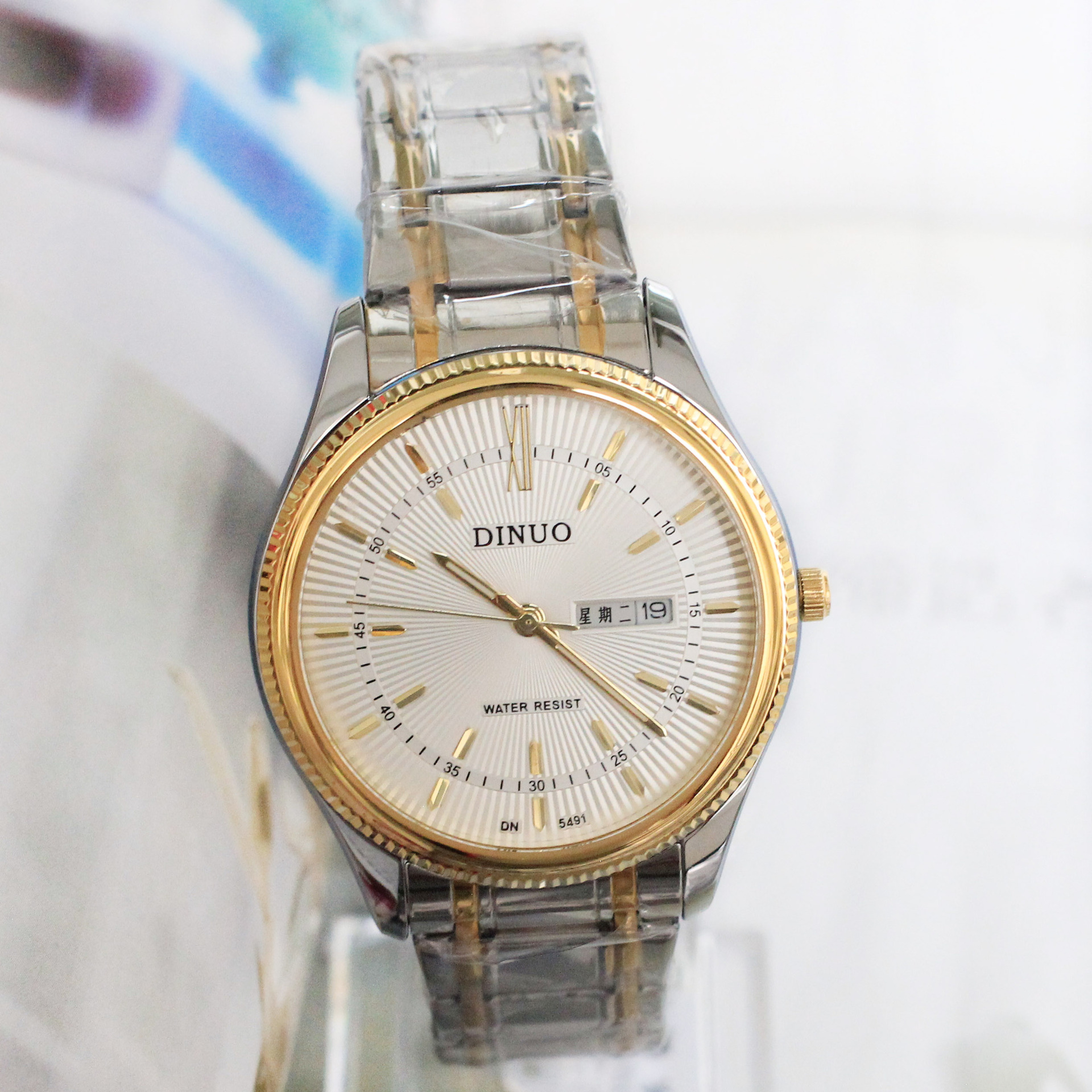 正品谛诺日历防水男女表韩版钢带商务那女石英表情侣手表对表直销