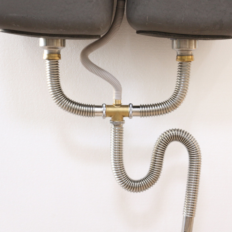 铂越厂家批发 带溢双槽下水管不锈钢材质 经久耐用 价格实惠