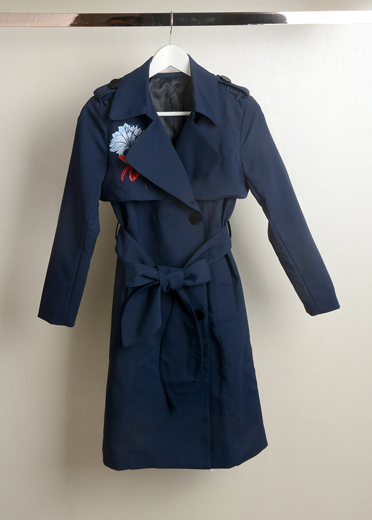 2016秋装精品女装韩版系带蝴蝶结收腰中-女式风衣,大衣