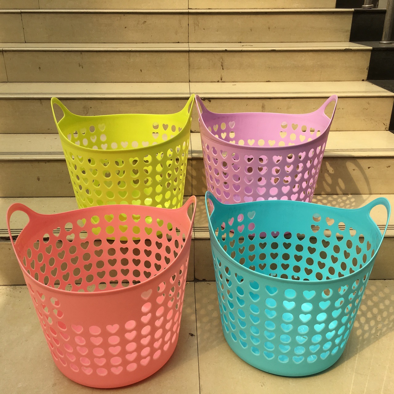 大号塑料脏衣篮镂空蓝塑编织筐多功能家居收纳篮收纳箱赠品