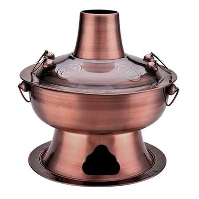 仿紫铜火锅锅 专用加厚不锈钢纯老式铜锅老北京木炭火锅炉盆