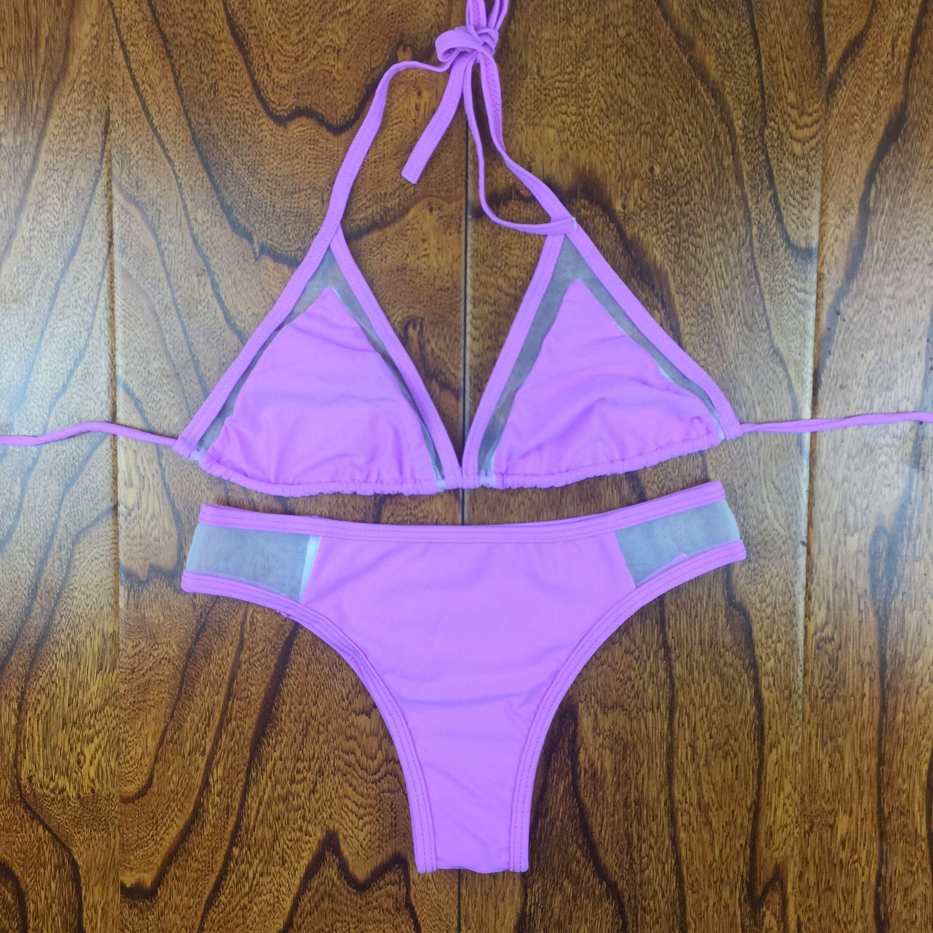 2016欧美时尚爆款分体比基尼游泳衣女士批发外贸原单纯色温泉泳装