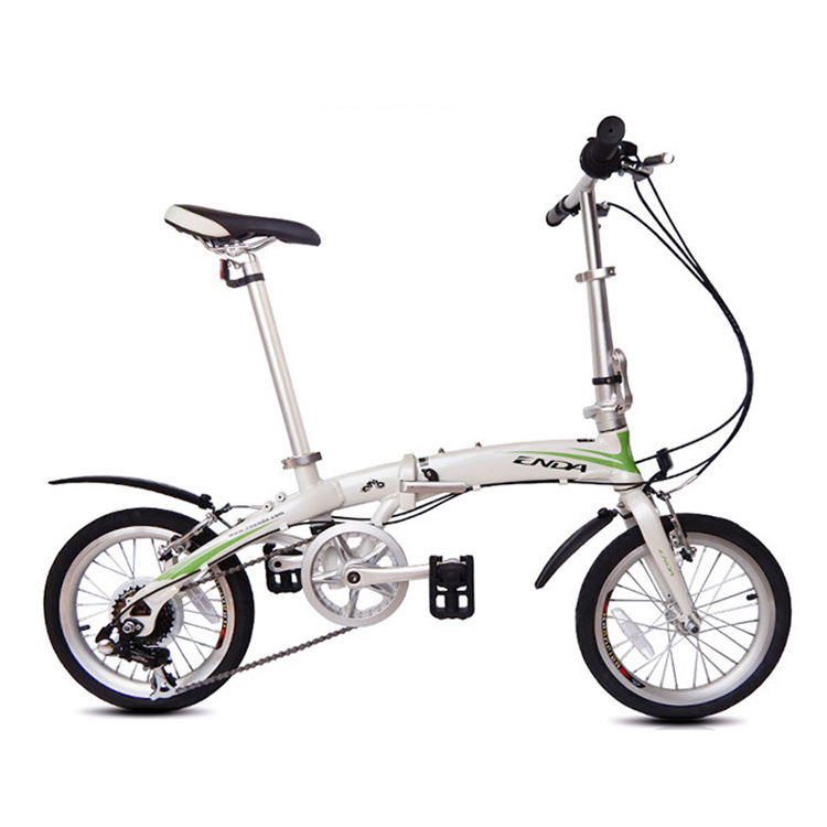厂家批发 恩达16寸变速铝合金成人女士折叠自行车迷你学生单车